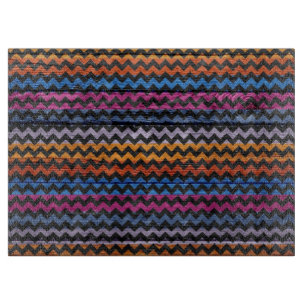 Vintages Zickzack Holz Abstrakt #7 Schneidebrett