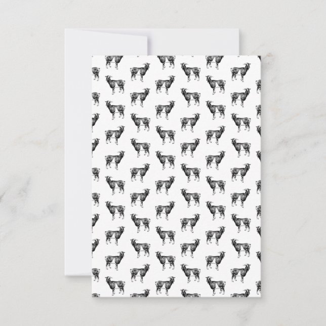 Vintages Ziegenmuster CUSTOM HINTERGRUNDFARBE Dankeskarte (Vorderseite)