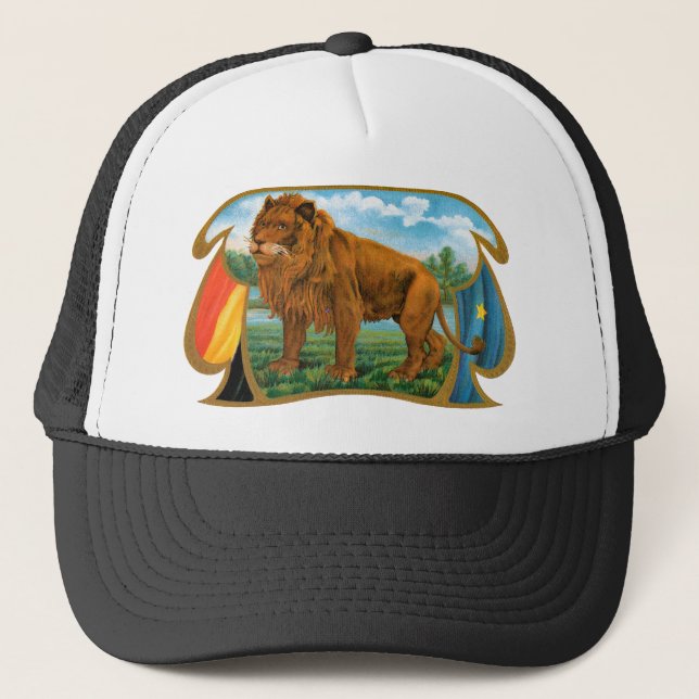 Vintages Zigarrenlabel "African Lion" in Savannah Truckerkappe (Vorderseite)