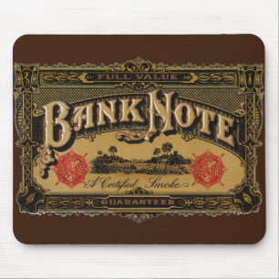 Vintages Zigarrenlabel Art, Bank Note Money Financ Mousepad