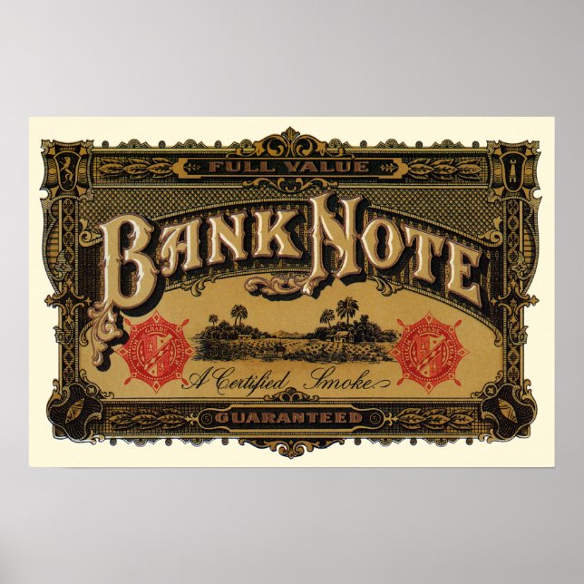 Vintages Zigarrenlabel Art, Bank Note Money Financ Poster (Vorne)