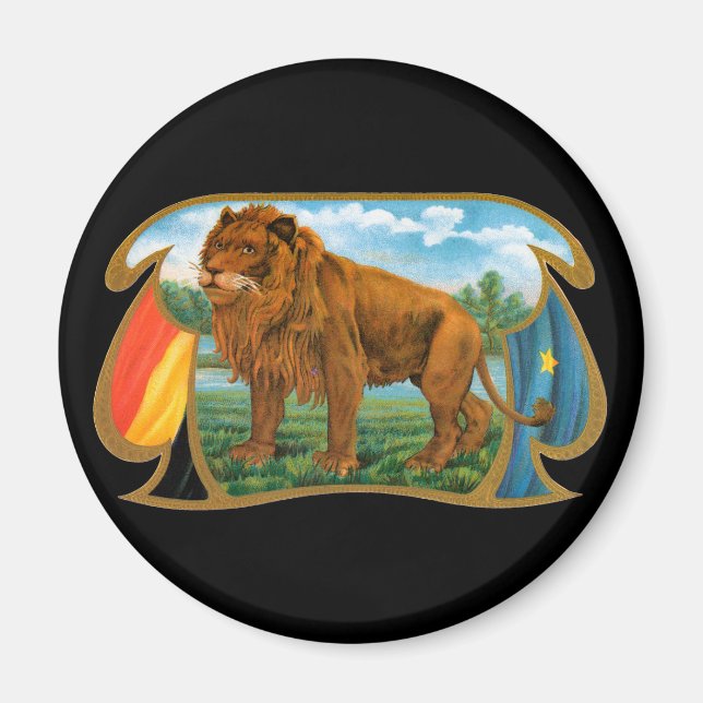 Vintages Zigarrenlabel Art, Löwe, König des Dschun Magnet (Vorne)