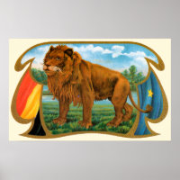 Vintages Zigarrenlabel Art, Löwe, König des Dschun