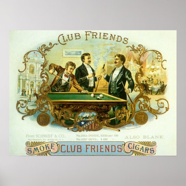 Vintages Zigarrenlabel Kunst, Kletterfreunde Billa Poster (Vorne)