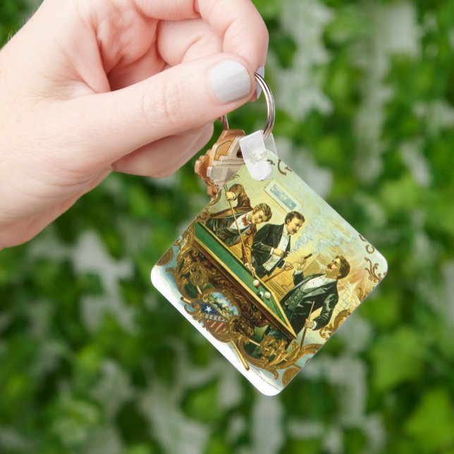 Vintages Zigarrenlabel Kunst, Kletterfreunde Billa Schlüsselanhänger (Hand)