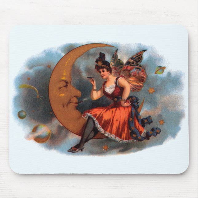 Vintages Zigarrensiegel Kunst, Viktorianische Märc Mousepad (Vorne)