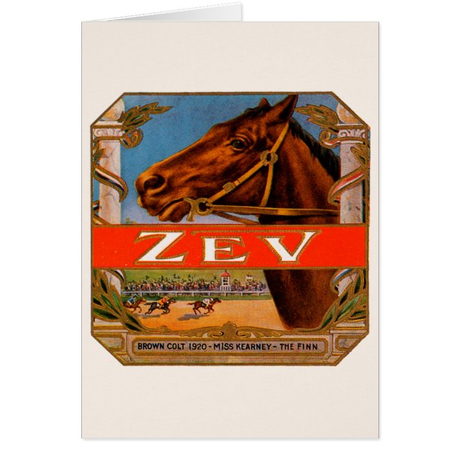 Vintages Zigarrensiegel, Zev-Race-Pferde, brauner  (Vorne)