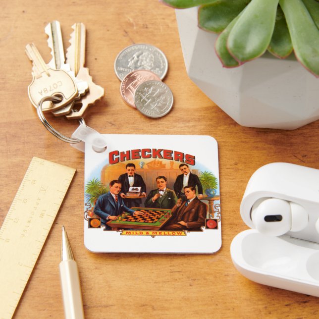 Vintages Zigarrenzeichen Kunst, Schachbrett Milde  Schlüsselanhänger (Schreibtisch)