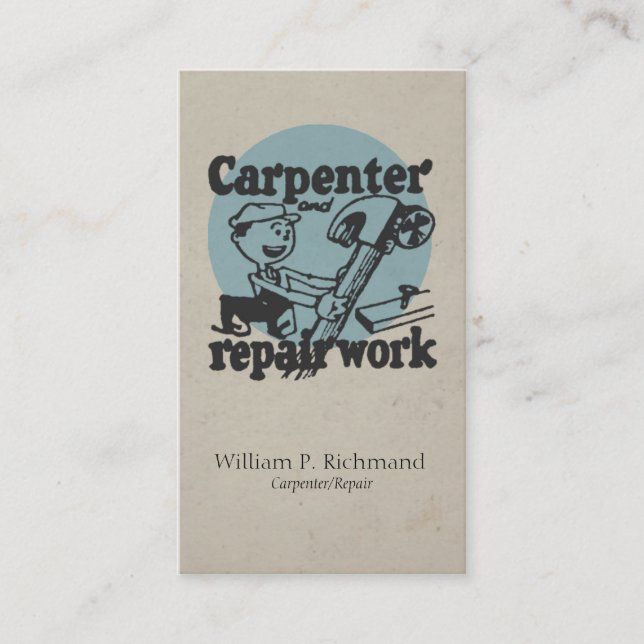 Vintages Zimmerei-Reparatur-Blau mit Retro Kreis Visitenkarte (Vorderseite)