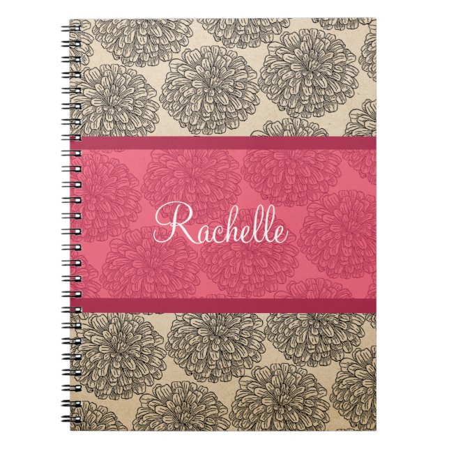 Vintages Zinnia-Notebook Notizblock (Vorderseite)
