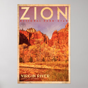 Vintages Zion Jungfrau River Travel Poster