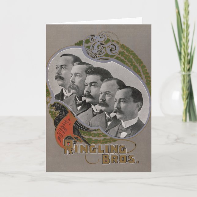 Vintages Zirkusposter der fünf Brüder Karte (Vorderseite)