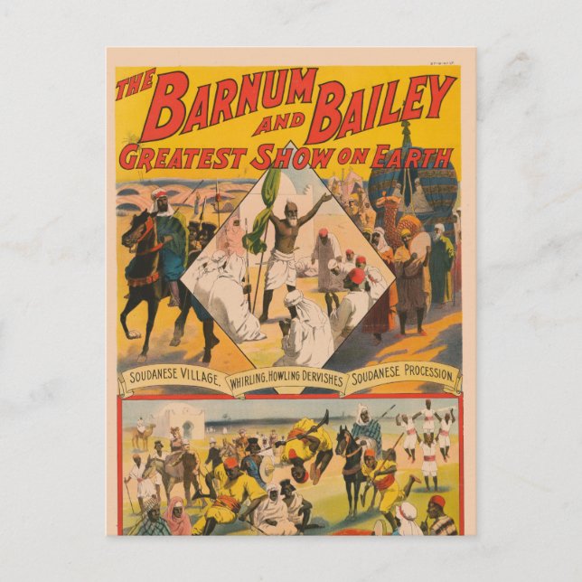 Vintages Zirkusposter des Mahdi Postkarte (Vorderseite)