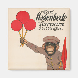 Vintages Zirkusposter eines Affen mit Balloons Magnet