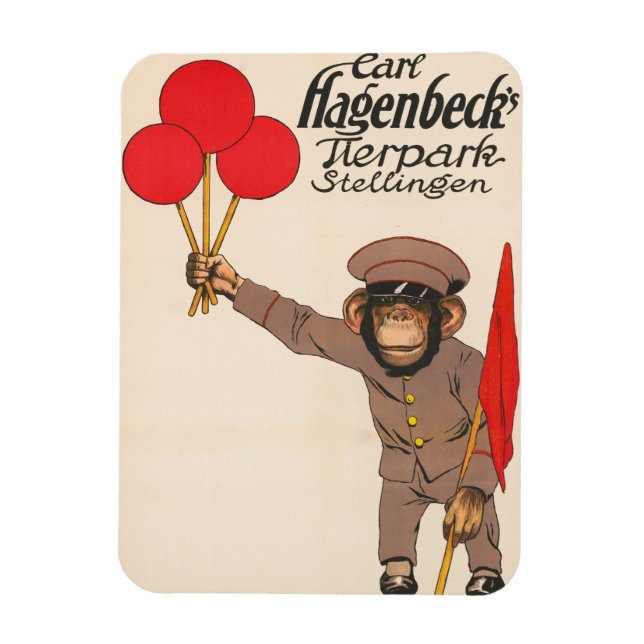 Vintages Zirkusposter eines Affen mit Balloons Magnet (Vertikal)