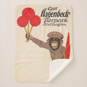 Vintages Zirkusposter eines Affen mit Balloons Sherpadecke
