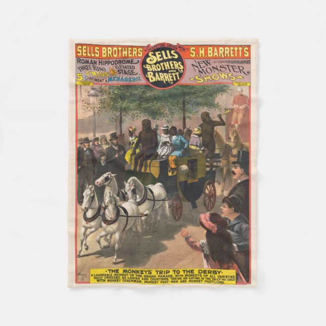 Vintages Zirkusposter eines Affentrainers Fleecedecke (Vorderseite)