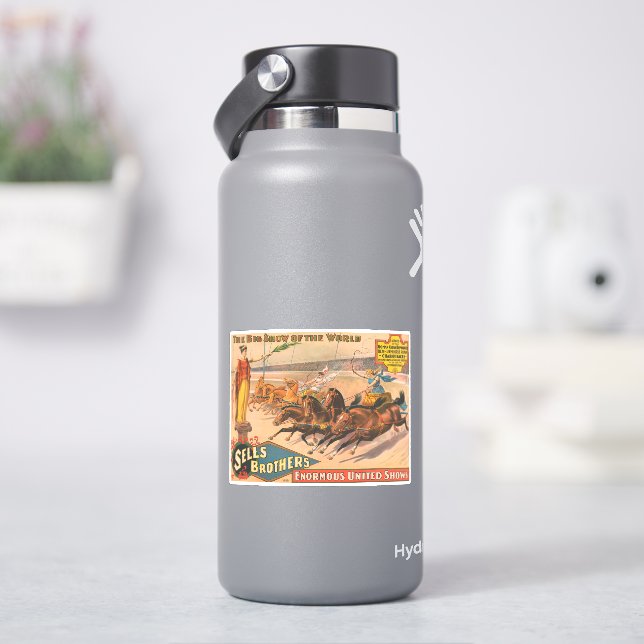 Vintages Zirkusposter eines römischen Chariot-Renn Aufkleber (HydroFlask)