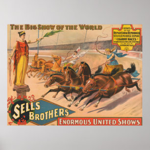 Vintages Zirkusposter eines römischen Chariot-Renn Poster
