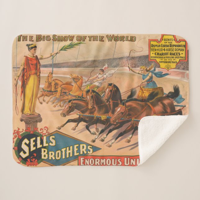 Vintages Zirkusposter eines römischen Chariot-Renn Sherpadecke (Vorderseite (Horizontal))