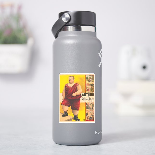 Vintages Zirkusposter von Arthur, dem Kolossalskid Aufkleber (HydroFlask)