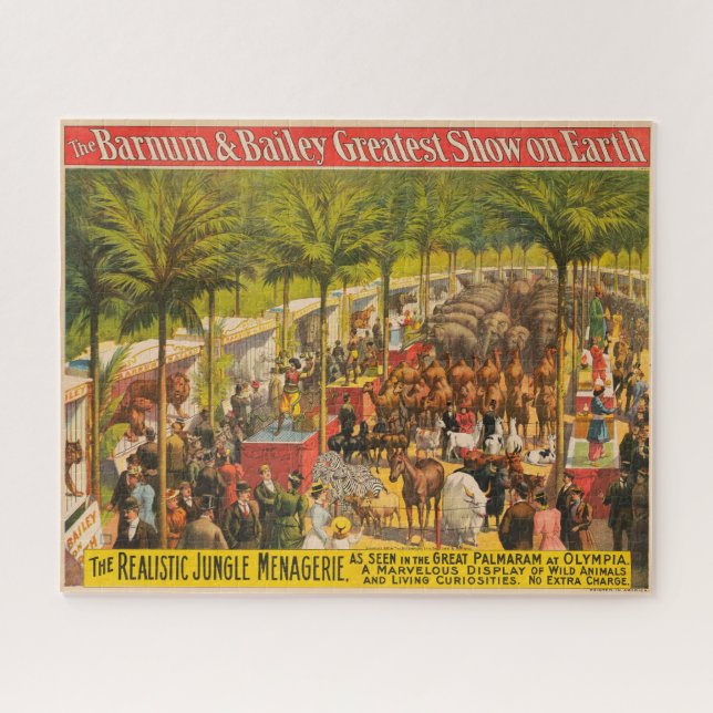 Vintages Zirkusposter von Tieren und Künstlern Puzzle (Horizontal)