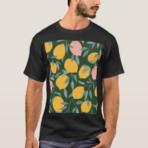 Vintages Zitronenfrucht Nahtloses Muster T-Shirt