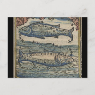 Vintages Zodiac - die Fische Postkarte