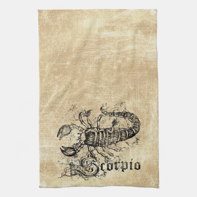 Vintages Zodiac-Skorpio Geschirrtuch (Vertikal)
