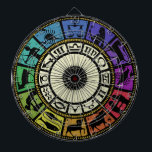 Vintages Zodiakrad Dartscheibe<br><div class="desc">Vintage Zodiac-Radfarbe Silhouette</div>