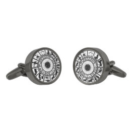 Vintages Zodiakrad Manschettenknöpfe Bronze