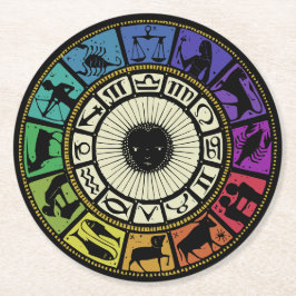 Vintages Zodiakrad Runder Pappuntersetzer