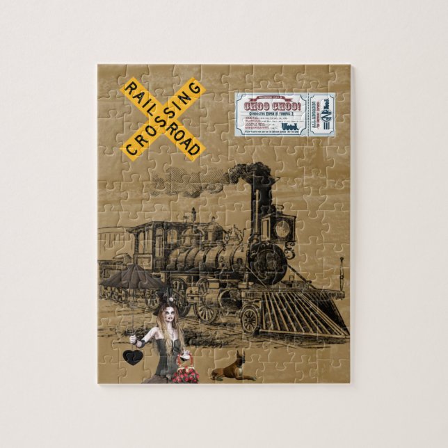 Vintages Zugdekoratives Puzzle (Vertikal)