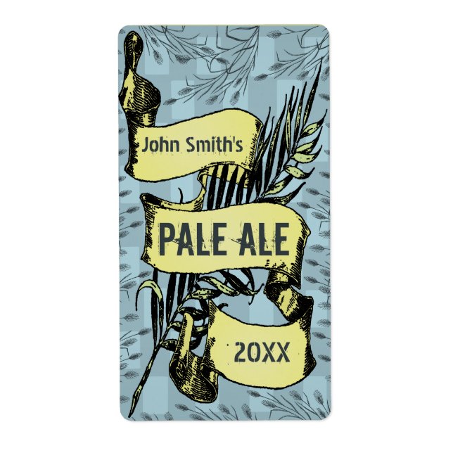 Vintages Zuhause Bieretikett Scroll Blau (Vorne)