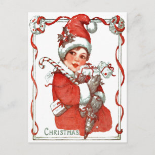 VINTAGES ZUHAUSE-WEIHNACHTSbaby DES HERD-N Feiertagspostkarte