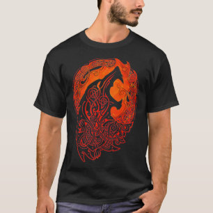 VintageVikings keltische Mythologie Fenrir Wolf Ru T-Shirt