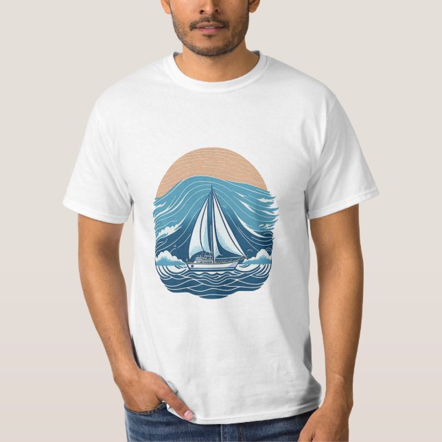 vintaje design boat ocean 2 T-Shirt (Vorderseite)