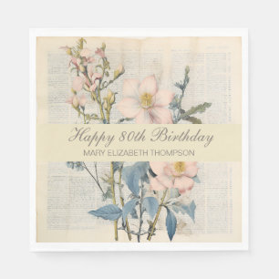 Vintaqe Wildblume 80. Geburtstag Serviette