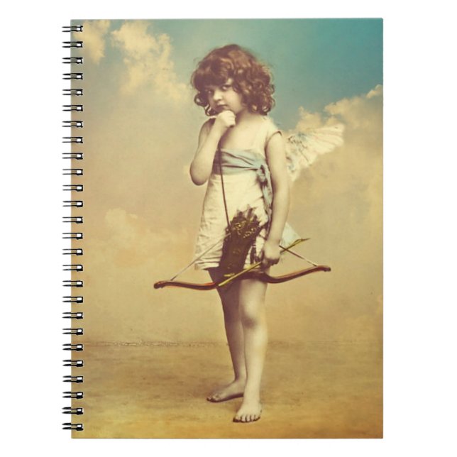 Vintate Cupid mit Arrow Spiral Foto Notebook Notizblock (Vorderseite)