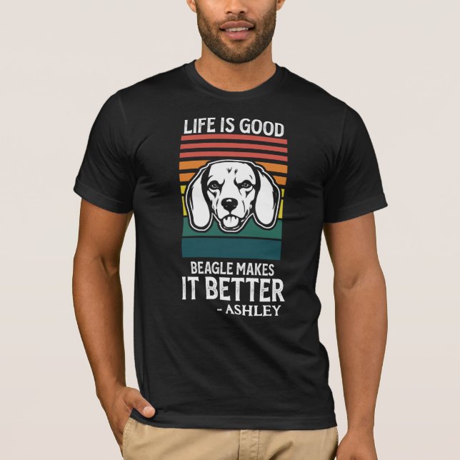 Vinteage Beagle Retro Style Dog T-Shirt (Vorderseite)