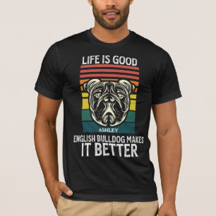 Vinteage English Bulldog Retro Style Dog T - Shirt