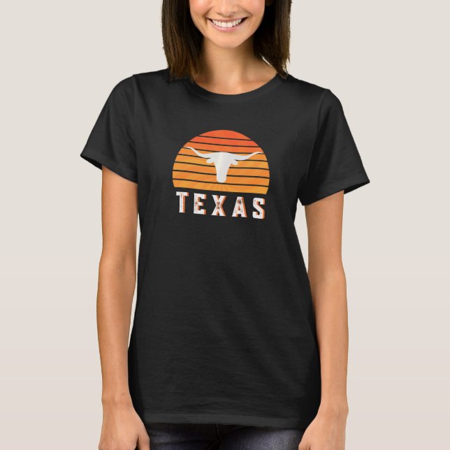 Vintge Austin Texas Keep It Weird Longhorn Sunset T-Shirt (Vorderseite)