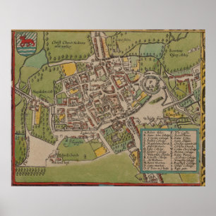Vintge Karte von Oxford England (1605) Poster