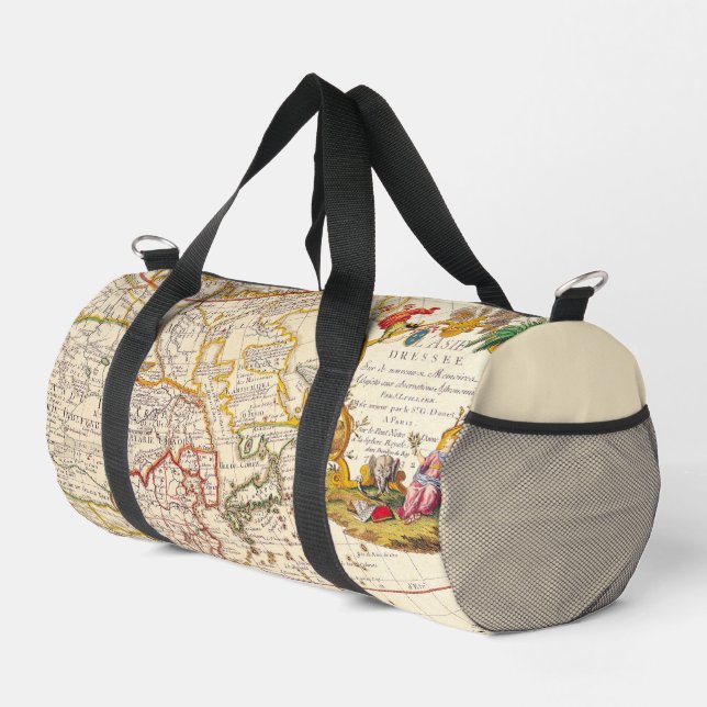 Vintge World Map in Brown und Elfenbeinküste Duffle Bag (Rechte Ecke)