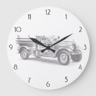 vintinttruck pencil sketch fireman drawing m große wanduhr