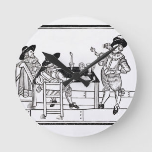 Vintners in einem Tudor Alehaus, von einem Runde Wanduhr