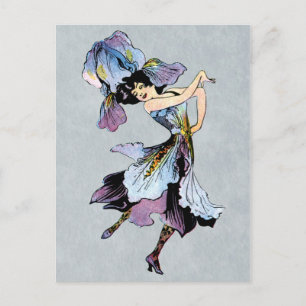 vintune iris flower fairy postkarte