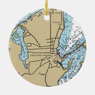 Vinyard Haven Marthas Vineyard Chart Keramik Ornament
