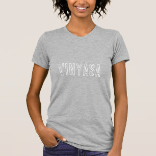 Vinyasa Yoga Weiße Typografie auf Grau T-Shirt
