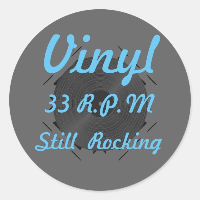 Vinyl 33 RPM Rocking immer noch blau Runder Aufkleber (Vorderseite)